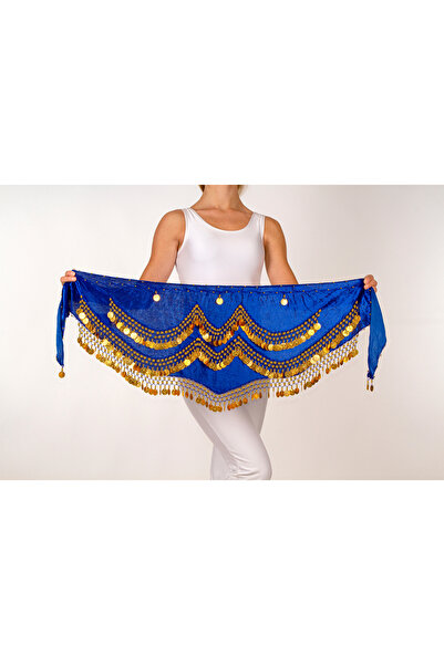 Armelit Şakira Kemeri Kına Roman Üçgen Mavi Altın Oryantal Shakira Kemer