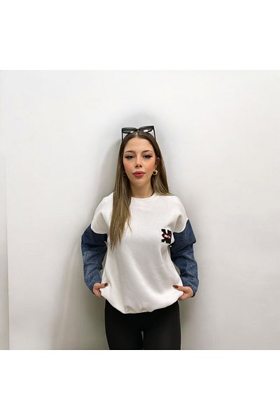 NEWCO SWEATSHIRT DETALIAT JEANS CU 3 fire