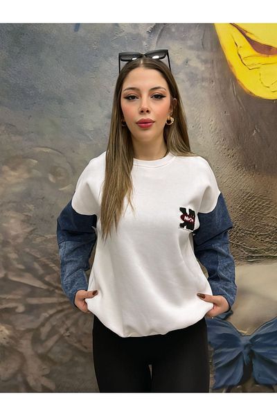 NEWCO SWEATSHIRT DETALIAT JEANS CU 3 fire
