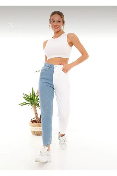 KOTOLOG Blocuri de culoare dublă Boyfriend Jean