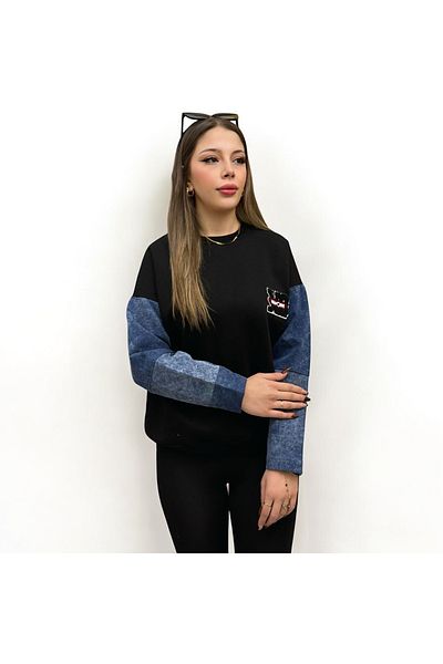 NEWCO SWEATSHIRT DETALIAT JEANS CU 3 fire