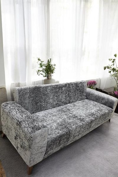 MADAME BELLA Velvet 3-Seater Seat Cover Stain Resistant Flexible Non-Fading Glossy Seat Cover