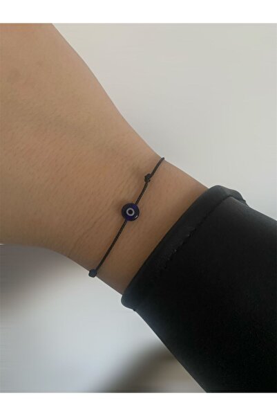 BAE ATOLYE Siyah Ipli Nazar Boncuklu Şans Bilekliği