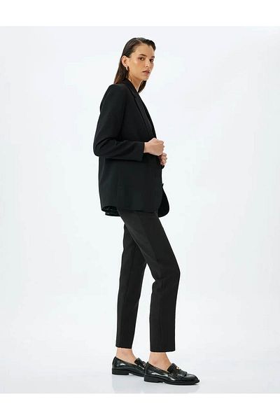 Koton Women's Black Canvas Trousers - 5Sak40028Uw