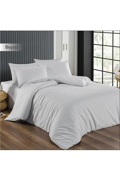 Marlenka Home Tex Σετ Παπλωματοθήκη Σατέν Ριγέ Διπλό