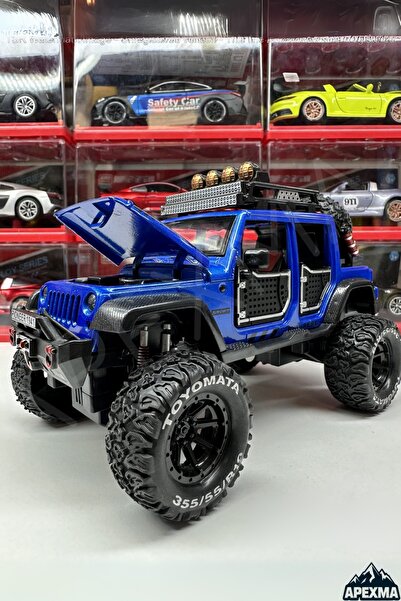 Apexma Oyuncak Sesli Işıklı Metal Kaputu Açılan Çek Bırak Model Off-Road Jeep...