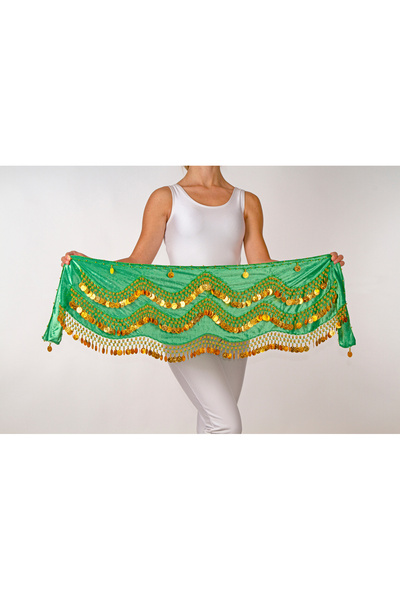 Armelit Şakira Kemeri Kına Roman Dalgalı Çimen Yeşil Altın Oryantal Shakira Kemer