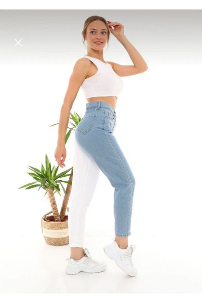 KOTOLOG Blocuri de culoare dublă Boyfriend Jean