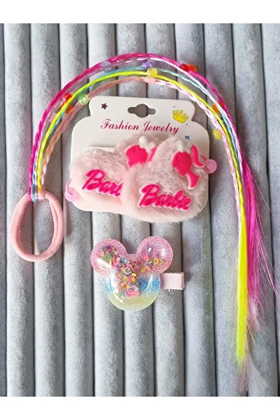 Brassito Colorful Children's Buckle Set - with Hairpiece, Barbi, Rubber and Glitter Detail, for Mickey