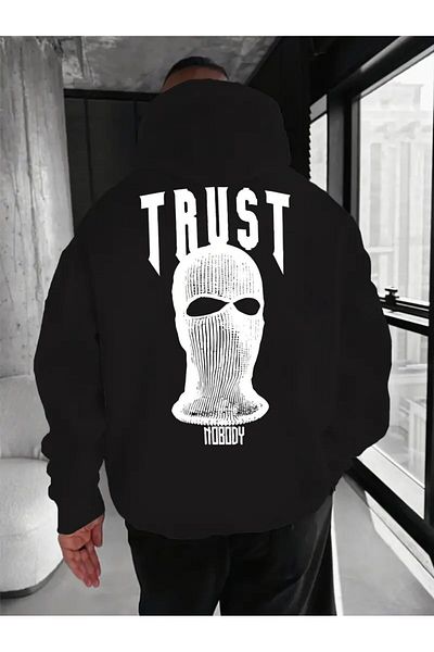 LAND MODA Unisex Trust Printed Hooded Sweatshirt