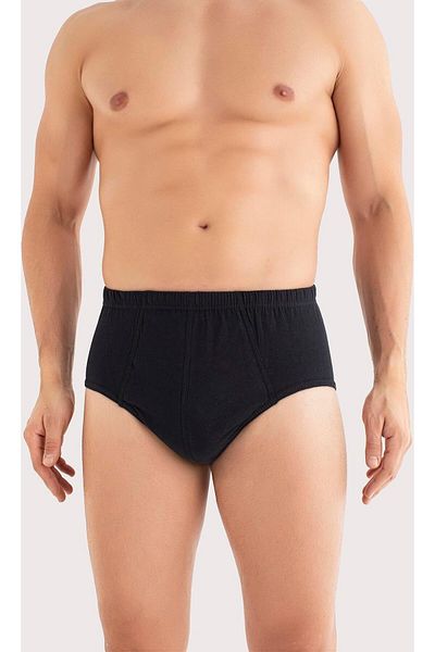 Arma Yıldız Men's Cotton Panties Solid Black Elastic Waist 3 Pack