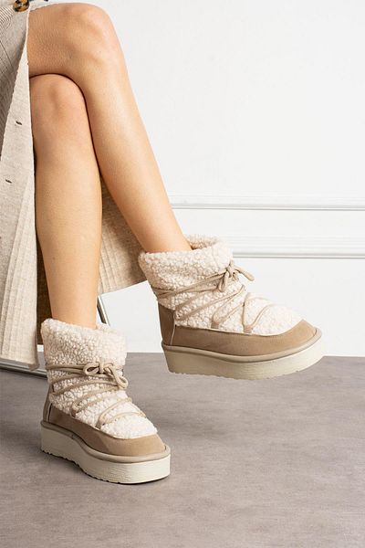 ShoeTek Γυναικείες μπότες Leonya Mink Suede Shearling - Lace Up