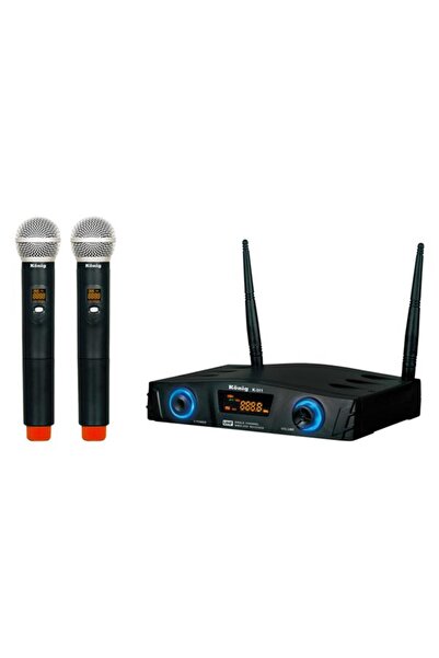 König KÖNİG K-312 16 KANAL UHF DIGITAL ÇİFT KANAL 2 EL KABLOSUZ TELSİZ MİKROFON