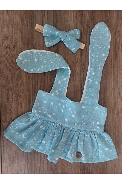 Müslin Kumaş Omuzdan Bağlamalı Kız Bebek Bluz