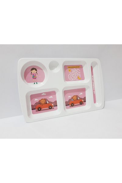 renkli çiçekler Patterned Melamine Tabildot Plate Breakfast and Dinner Plate Dinner Tray for Kids