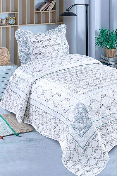 Örtüm Lisa Single Quilted Bedspread Set - Blue