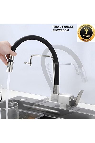 OEM New Nickel - Kitchen Window Folding Sink Faucet with Spiral and Fountain