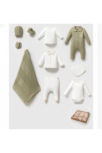 yukobaby bebeğiniz için en doğalı 10 Piece Organic Knitwear Baby Set - Luxury Newborn Hospital Outlet Zibin Set