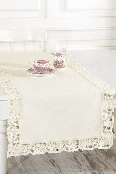 ÖDEL HOME اديل بولدان دانتيل كتان عداء Ktn006m 50x130 سم