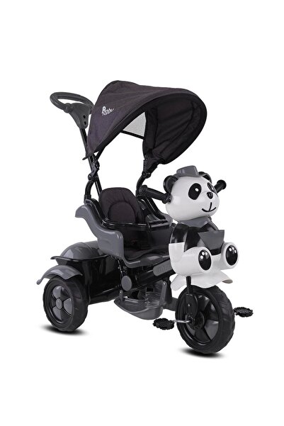 BabyHope 127 Panda Ebeveyn Kontrollü Üç Teker Çocuk Bisikleti Gri