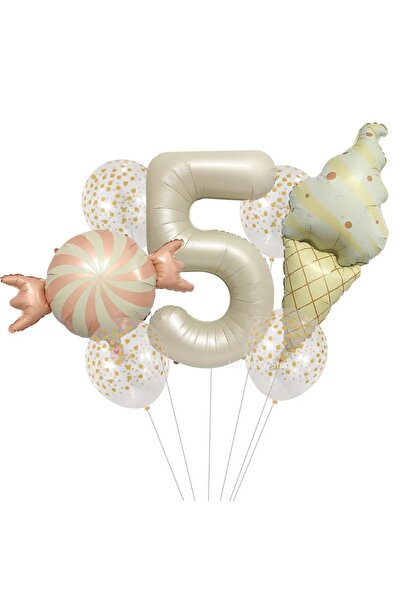 DÜVENCİ TİCARET مجموعة بالونات ريترو كاندي آيس كريم مع بالونات