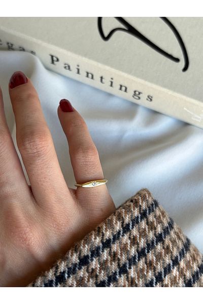 ringbox Gold North Star Stone Thin Little Finger Ring