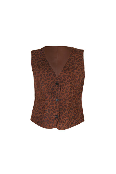 Desa Liona Leopard Printed Women's Double-Sided Vest