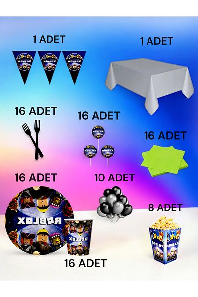 VibeHome Roblox Themed XL Pack for 16 - Birthday Party and Fun Events