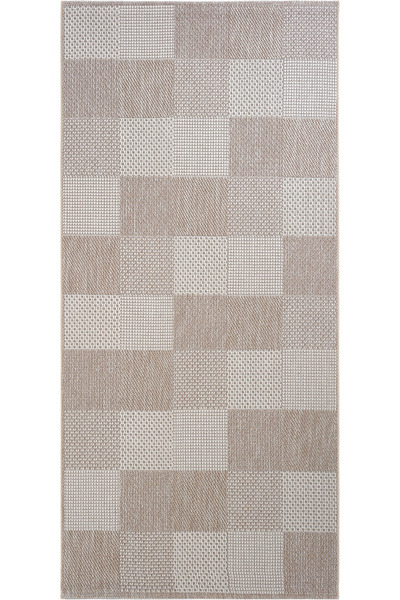 Cool Halı Grande 01 Bej Mutfak Halısı Yıkanabilir Dama Desen Mutfak Kilimi Yu...