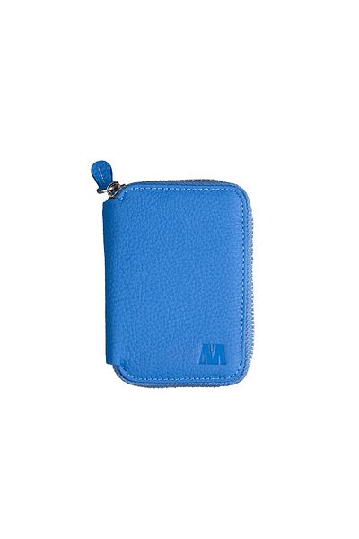 Deriza Унисекс портфейл с цип от естествена кожа Saxe Blue Lotus 1616