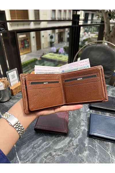 Deriza London 9163 - Мъжки портфейл от естествена кожа, кафяв
