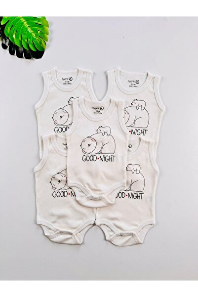 EFU BABY 5-Piece Good Night Patterned Cotton Baby Undershirt Bodysuit