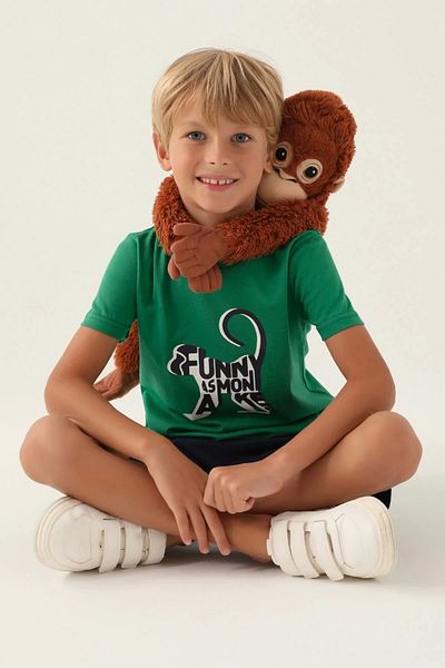 Rolypoly Pine Green Boy Bermuda Set