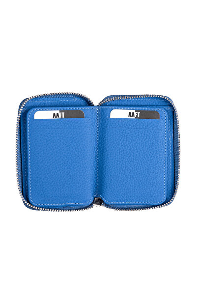 Deriza Lotus 1616 Unisex Saks Синій Шкіряний Гаманець на Застібці