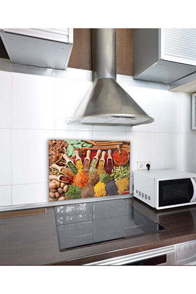 MAGNASTE Ocak Arkası Cam Tablo Ankastre Arkası Koruyucu Cam Tablo Dekoratif T...