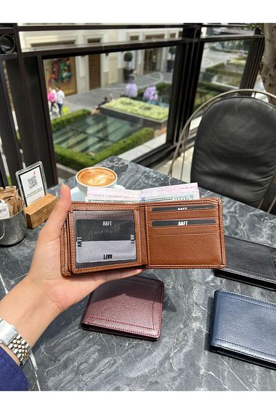 Deriza London 9163 - Мъжки портфейл от естествена кожа, кафяв