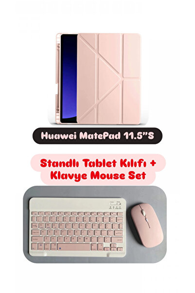 EHZ TEKNOLOJİ Huawei MatePad 11.5”S Uyumlu Standlı Tablet Kılıfı + Klavye Mou...