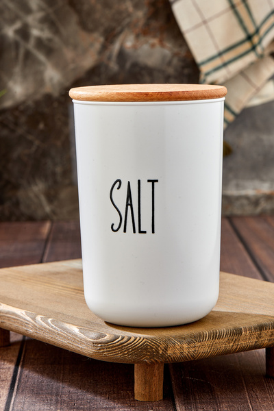 MODA OZY 1Pc 900ml Acrylic Jar Wooden Vacuum Lid Storage Container with Transfer Label