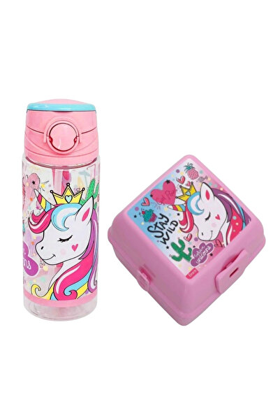 Frocx Lisanslı Unicorn 500 ml Matara Ve Dört Bölmeli Beslenme Kabı Seti