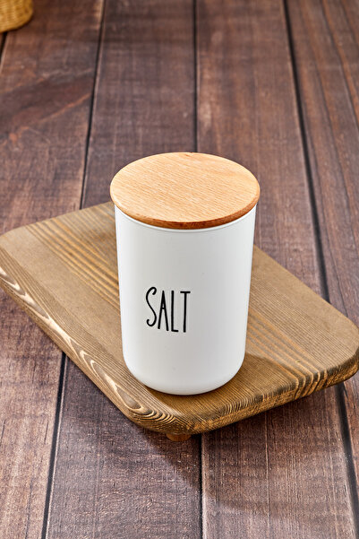 MODA OZY 1Pc 900ml Acrylic Jar Wooden Vacuum Lid Storage Container with Transfer Label