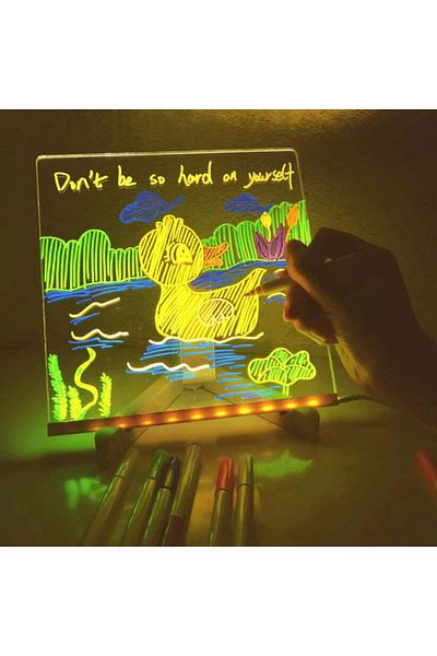 BEYZANA New Generation Led Lighted Writing Drawing Board with Adjustable Stand and 7 Pens
