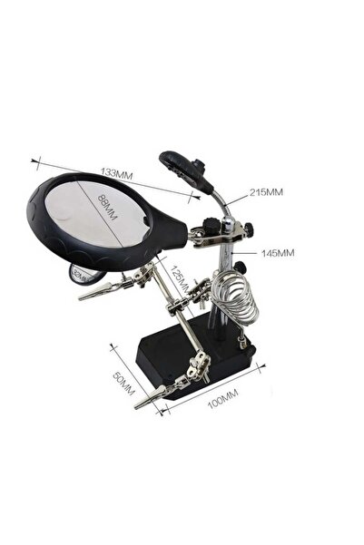 Powermaster Masaüstü Ledli Mg16129-C Mini Havya Standı Pcb Tutucu Büyüteç