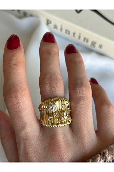 ringbox Gold Drop Stone Large Thick Ring