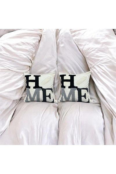 HD HOME COLLECTİON (2 τεμάχια) Λινό ύφασμα Κάλυμμα μαξιλαριού με κεντημένο μοτίβο για το σπίτι