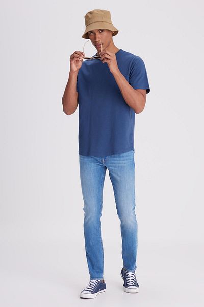 Lee Skinny Fit Slim Fit Regular Waist Skinny Leg Malone Men's Blue Cotton Stretch Jean Jeans