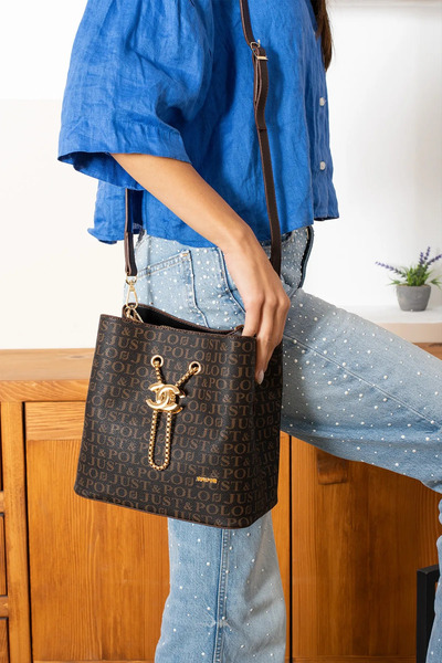 Just Polo Women's Medium Size Adjustable Strap Hand and Shoulder Bag Size: 22 X 23 cm Shopper