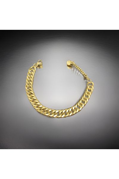FM Shiny Silver Men's Bracelet - Chain Model, Anti-Allergic Steel