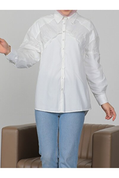 Modamorfo Long Back Shirt with Scalloped Front and Shoulders