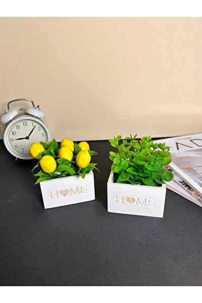 Vela Anatolia 2’li Dekoratif Home Saksı Seti | Beyaz Seramik Görünümlü Minima...