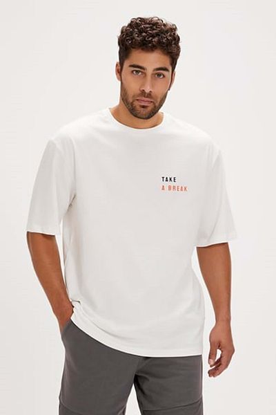 Bad Bear Men's Oversize T-Shirt - Sand Printed - White XL - St07969-White-Xl